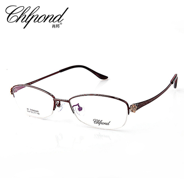 肖邦 品牌眼镜框女款半框高档纯钛架眼镜镶钻成品眼镜框女6807