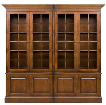 美式书柜 欧式书柜书桌组合 田园书房客厅实木展示柜书架书柜