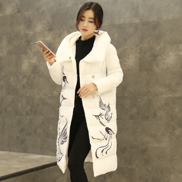 长款女士图案棉服2015新款韩版中长款羽绒棉衣加厚保暖时尚棉袄潮