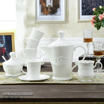 2015新款 宫廷浮雕咖啡杯花茶壶 华丽欧式巴洛克新骨瓷下午茶套装