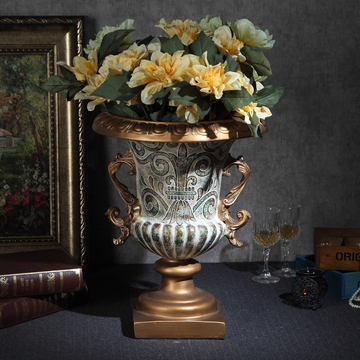 陶瓷工艺品欧式复古典花瓶家居装饰花插酒店大厅树脂装饰摆设摆件