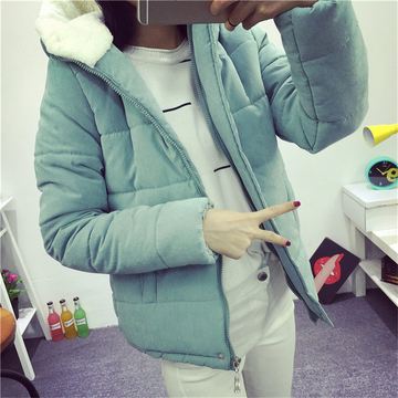冬装新款韩版纯色宽松加厚羊羔绒棉袄学生韩国显瘦棉衣外套女棉服