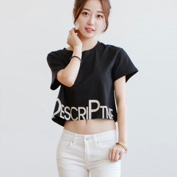 2015新款韩版露脐装夏上衣短款t恤女高腰短袖宽松棉时尚打底衫