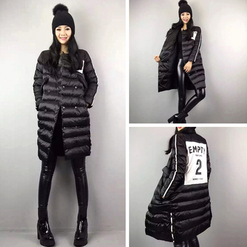2015冬装新款羽绒棉外套韩版中长款棉袄贴布加厚棉衣大码棉服女潮