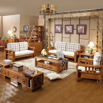 高档全实木沙发 橡木沙发 纯实橡木沙发客厅家具沙发组合新款