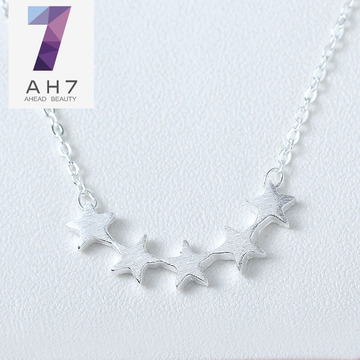 AH7 s925银五角星星手工拉丝吊坠套链女款项链 韩版时尚锁骨链子