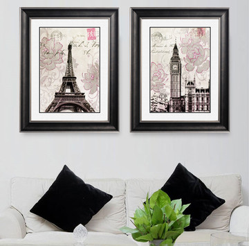 欧式 美式 埃菲尔铁塔装饰画 挂画客厅卧室玄关沙发墙 墙画