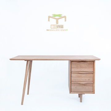 幽玄良品原创北欧日式风白橡木实木榫卯结构木蜡油涂装经典写字桌