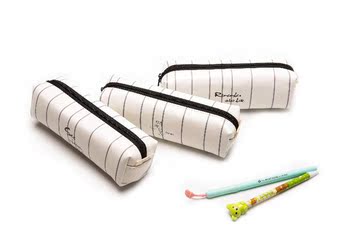 日韩文具时光日记条纹PU笔袋 男女生文具盒 开学必备 包邮