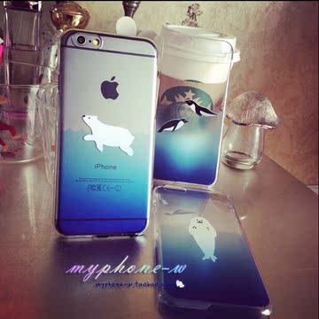 iPhone5s/6/6 plus苹果薄透明硅胶手机壳 卡通可爱海洋手机硅胶套