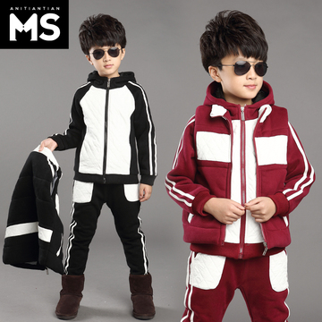 童装男童冬装3件套新款韩版中大童外套马甲裤子儿童卫衣三件套