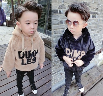 2015秋冬季新款 韩版男女童儿童宝宝中小童加绒卫衣上衣单件 童装