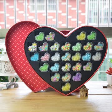 韩国进口心形彩虹糖果礼盒装情人节生日送女友闺蜜创意礼物包邮