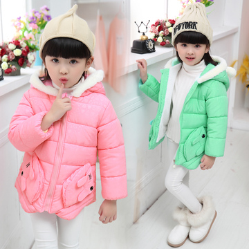 童装女童中长款韩版连帽超轻加厚款羽绒棉服儿童外套