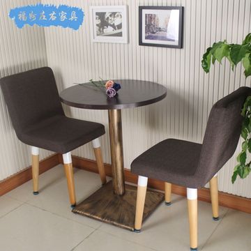 仿古铜色桌脚实木餐椅西餐厅桌椅咖啡厅奶茶店组合甜品店福州家具