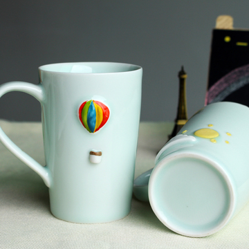 陶瓷杯带盖带勺小清新个性创意可爱卡通马克杯定制情侣杯水杯茶杯