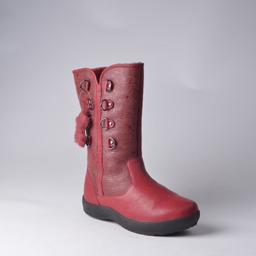 COZY STEPS专柜正品 羊皮毛一体雪地靴 真皮时尚拉链红色防水靴