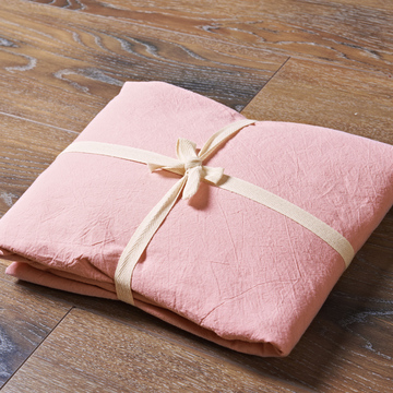 栋轩水洗棉保护套床单单件 无印日式全棉纯色素色格子纯棉床笠