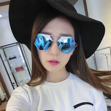 2016新款潮牌韩国个性太阳镜女潮彩膜大框圆脸偏光镜明星款GM墨镜