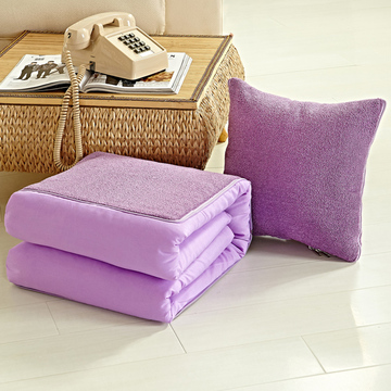 韩国毛呢抱枕被多用纯色韩式汽车沙发垫多功能空凋办公室抱枕被