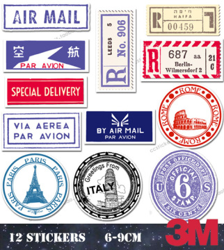 z049 复古邮戳贴纸 航空贴纸 3M旅行箱贴纸 行李箱贴纸 rimowa贴