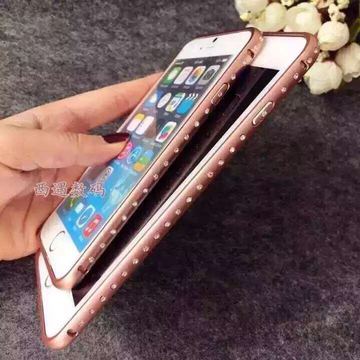 苹果6p iPhone 6plus 6s plus双色带钻边框 镶钻保护框 手机保护