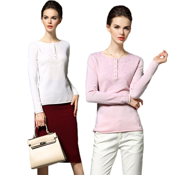 2015冬季新款欧美时尚纯色26支双股羊绒衫纯羊绒打底衫圆领羊绒衫