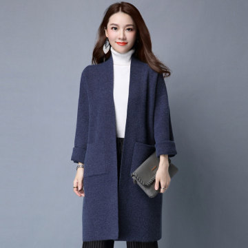2016秋季韩版OL气质百搭毛衣外套纯色宽松显瘦口袋针织开衫女