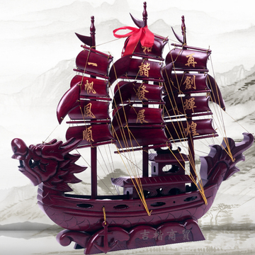 红木船模型摆件客厅摆件一帆风顺船工艺品实木船饰品大号开业礼品