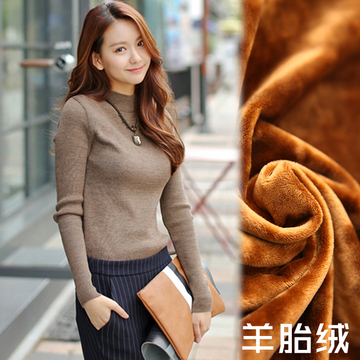 秋冬新款韩版修身半高领毛衣女大码套头加绒长袖打底衫加厚针织衫