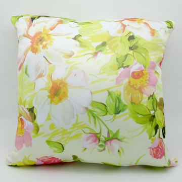 40 50 60 高支棉布印植物花卉现代中式国画风沙发抱枕靠垫靠枕套