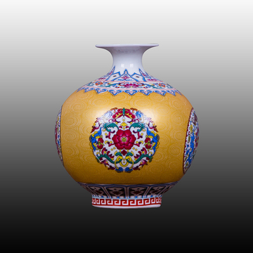 景德镇陶瓷器小花瓶客厅摆件 欧式珐琅彩台面摆设 家居装饰工艺品