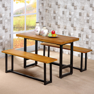 美式乡村北欧咖啡茶餐厅桌椅实木家具原木复古铁艺餐桌书桌会议桌