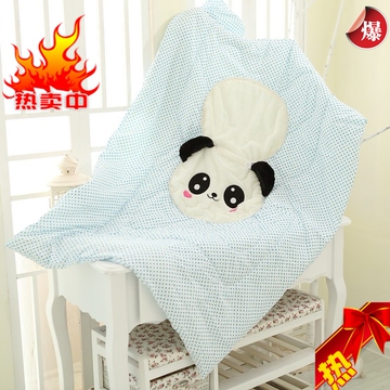 新款熊猫空调被毛巾被毛绒玩具熊猫抱枕毛绒被珊瑚绒被子 午睡被