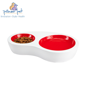 美国PioneerPet宠物猫碗狗碗无铅陶瓷碗多用双碗放干粮和水-正品
