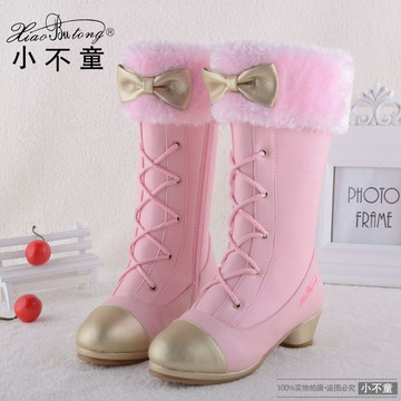 2015新款女童单靴韩版女童公主冬靴棉靴儿童高跟靴子女大童雪地靴