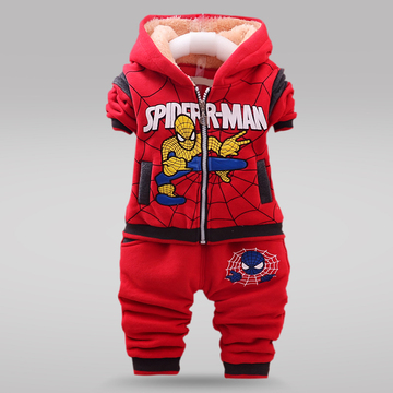 童装男童冬装套装2015新款儿童衣服男宝宝加绒连帽拉链衫0-4岁