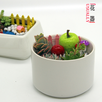 陶瓷花盆 创意花盆白色多肉植物花盆现代简约特大小陶瓷盆圆直筒