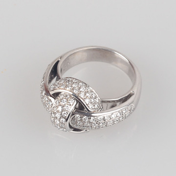 二手奢侈品奇门托钻石戒指18K白金女士戒指指环首饰