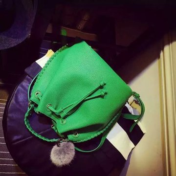 热卖新款2015时尚百搭气质名媛女式单双肩斜跨手提抽带包包绿黑色
