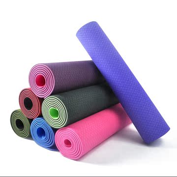 加厚环保瑜伽垫tpe 6mm 无味防滑运动健身瑜珈垫子瑜伽用品