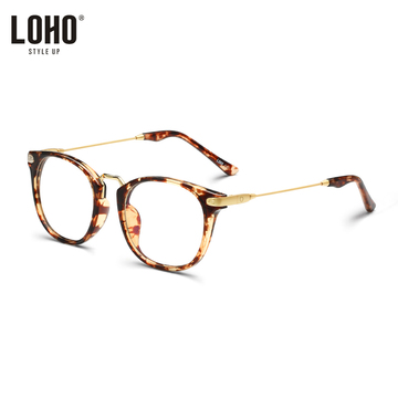 loho韩版复古眼镜框女眼睛框镜架 圆形大全框金属可配近视眼镜潮