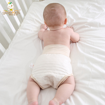 宝宝高腰护肚脐尿裤 空气层婴儿防水全棉舒适透气布尿裤男女童