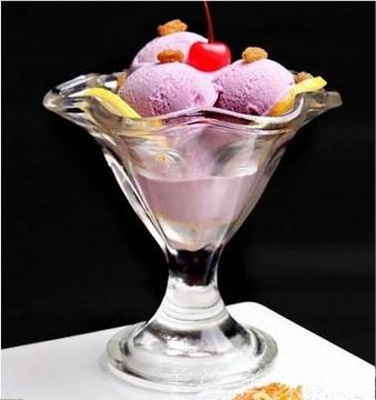 优质创意超厚玻璃冰激凌杯 奶昔雪糕球杯 甜品碗冰沙杯冷饮 6瓣花