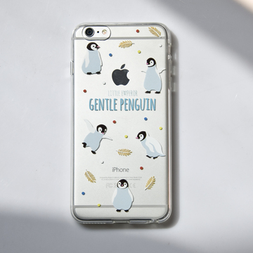 苹果iPhone6s plus 可爱绘画企鹅手机保护壳套tpu透明软5s韩