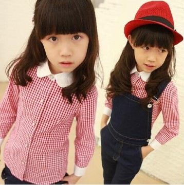 6女童7秋装8新款9韩版10细格子11长袖12衬衫13-14岁女孩儿童衬衣