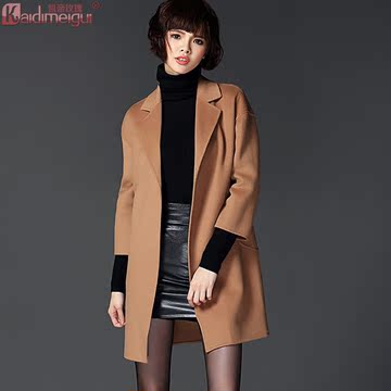 2015冬装新款双面呢大衣羊绒羊毛保暖女大衣高端欧美大衣女定制款