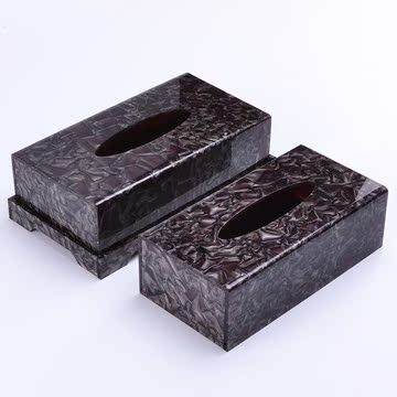 高档创意欧式亚克力纸巾盒长方形带托黑咖啡纹餐巾纸巾抽纸塑料盒