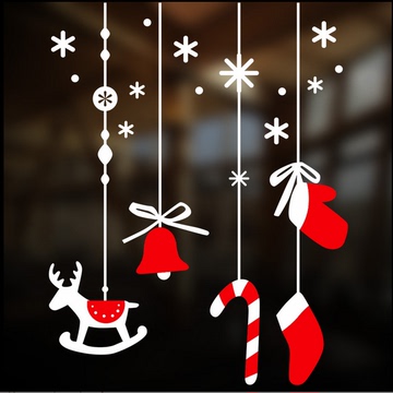 圣诞小麋鹿玻璃门贴纸 圣诞节橱窗贴画 装饰墙贴圣诞窗贴窗花贴