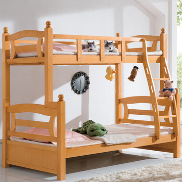 实木双层床 上下铺儿童床 子母床 榉木高低床 上下床爬梯 包邮